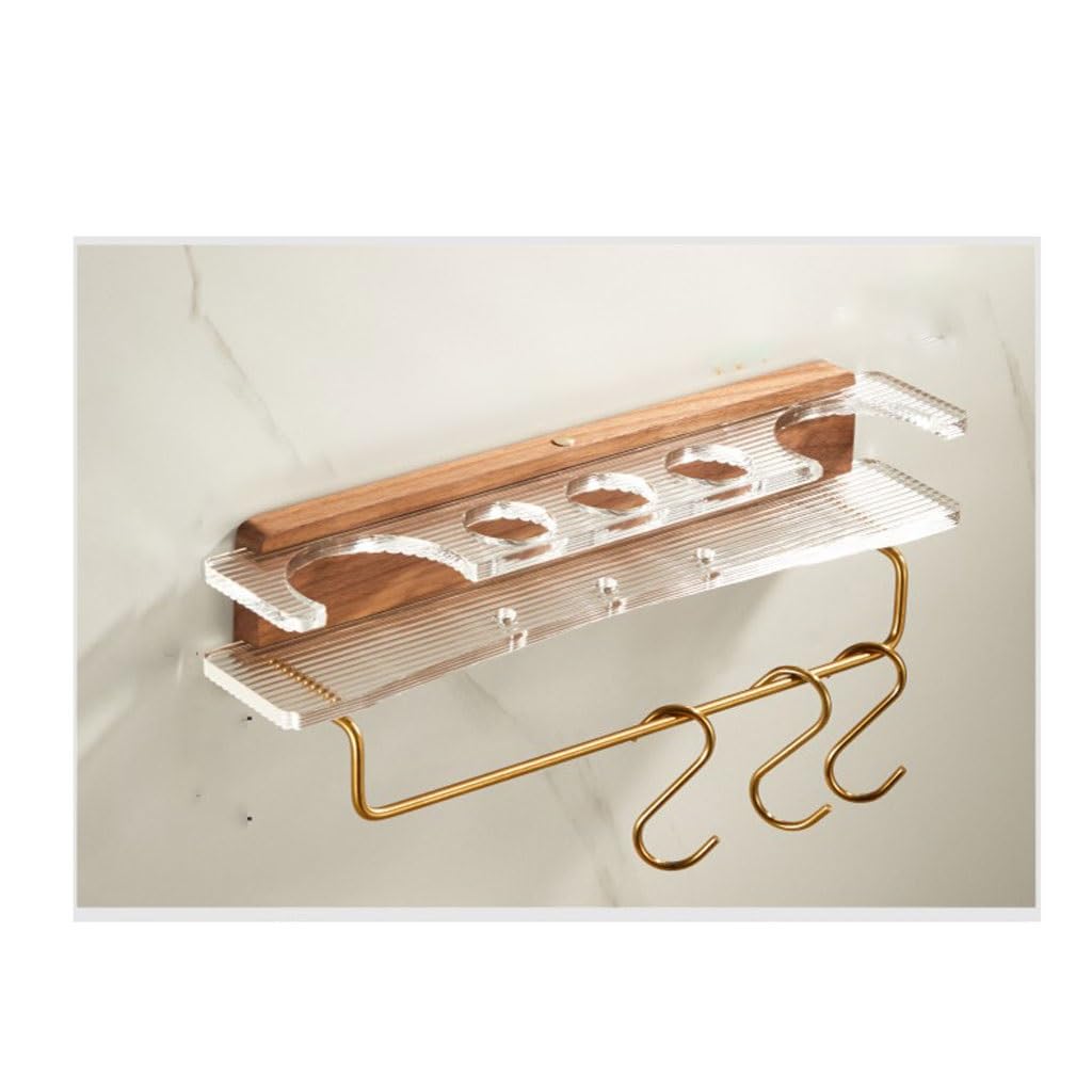 Portaspazzolini Portaspazzolino in acrilico Portadentifricio da bagno a parete Portaoggetti in legno massello con gancio Porta Spazzolino da Denti(L31cm)