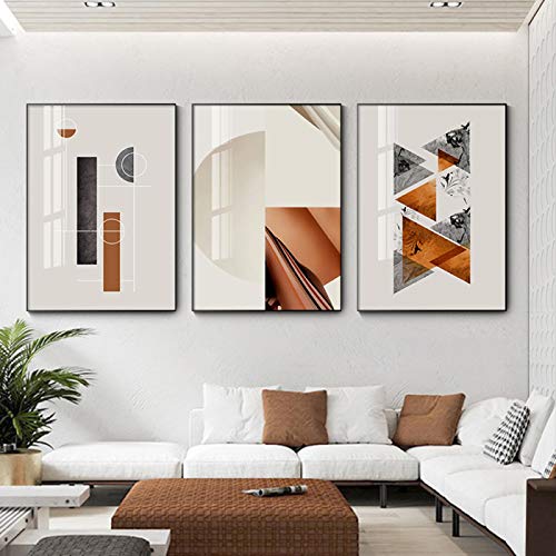 Motif géométrique abstrait sur lot de 3 impressions toile moderne 60x90
