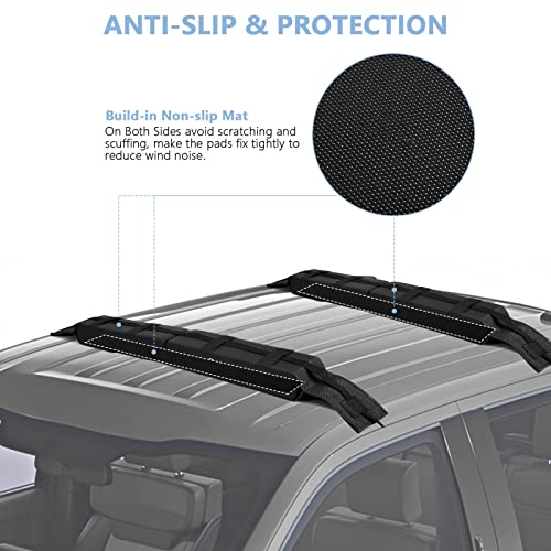 Woowave Folding Kayak Soft Roof Rack Pads Universal Kayak Carrier Car Rack With 4 Tie Down Straps, 2 Tie Down Rope, 4 Carabiner, 2 Quick Loop Strap And Storage Bag For Canoe/Surfboard/Paddleboard/Sup #TOP2