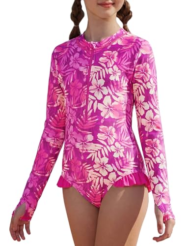Image of GRACE KARIN Girls One Piece Swimsuits Long Sleeve Bathing Suits Swimwear 5-14Y