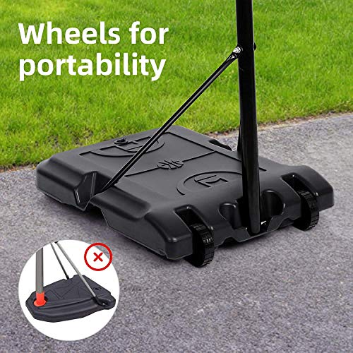 Amzdeal Portable Basketball Hoop, Basketball System Height Adjustable for Kids Youth, Basketball Goal W/Basketball Backboard, Wheels, Basketball Net, Suitable for Indoor Outdoor Use