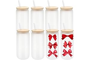 Personalized 8 Oz Frosted Glass Can Cups with Lids and Straws