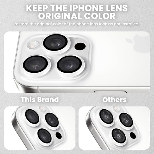 Image of ArmourPro Premium Camera Lens Protector Tempered Glass Compatible For iPhone 16 Pro Max and iPhone 16 Pro Tough HD Individual Aluminum Alloy Rings 9H Camera Cover , Scratch-Resistant,Camera Lens Protection| Titanium Silver