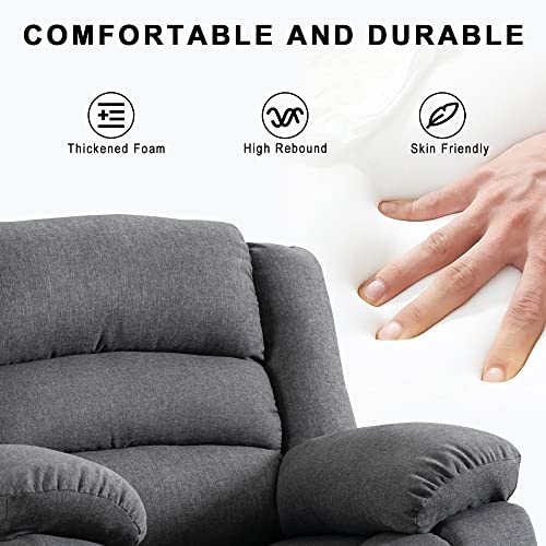 Image of EBELLO Classic Power Recliner Chair, Oversized Electric Overstuffed Chair with Soft Cushion and Back, Sofa with Comfortable Armchair, Gray