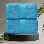 CB CASABELLA 2 Piece Jumbo Bath sheets 100% Combed Cotton Extra Large Bath Towel bale set super Absorbent Soft Aqua Blue 2 Pack 90X180 CM Bath sheets Extra Large Bathroom Set Beach Towel
