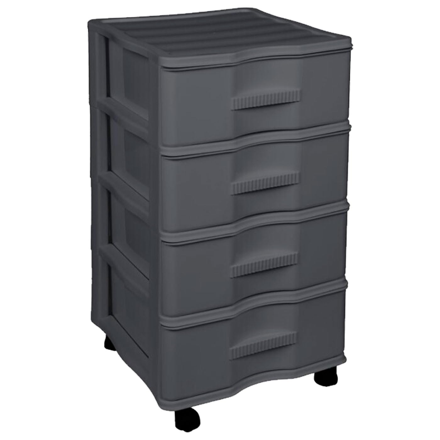 Acan Tradineur - Cajonera de Almacenamiento Wagon - 4 Cajones - Torre de Almacenamiento Multiusos para Oficina, hogar, Escuela, etc - 67,5 x 37 x 39 cm - Color Gris