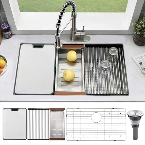 30 Inch Undermount Kitchen Sink-Brovy 30x19 Stainless Steel Kitchen Sink Undermount Workstation 16...