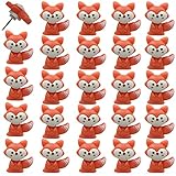 Push Pins, 25 Pcs Thumb Tacks Creative Corkboard Pins Mini Cute Fox Resin Drawing Pin with Transparent Container DIY Sharp Pins for Bulletin Board Wall Map Photo Office Supplies