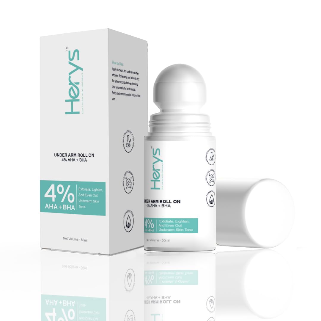 Herys 4% Aha Bha Underarm Roll On | with 2% Lactic Acid, 1% Mandelic Acid, 1% Salicylic Acid | Prevents Odour, Reduces Pigmentation | for Radiant Underarms, 50Ml-image-43
