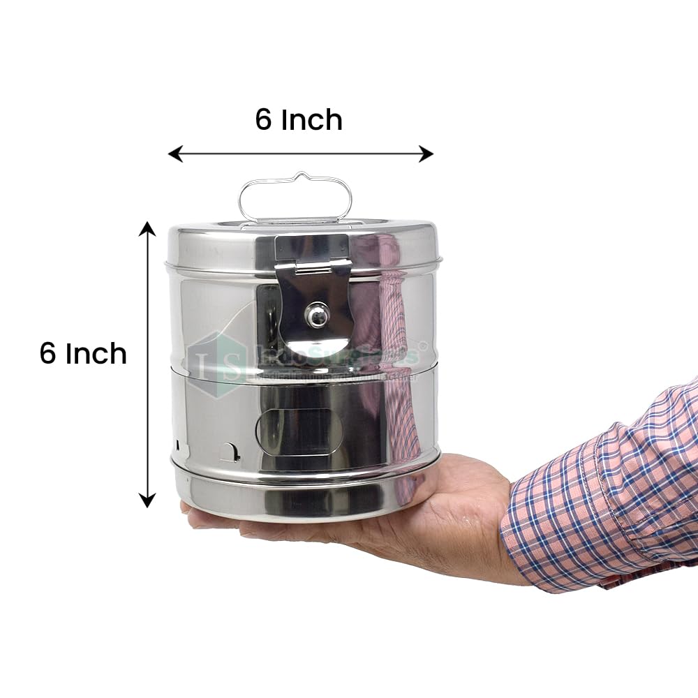 Indosergical stainless steel dressing drum, 6 "x 6"