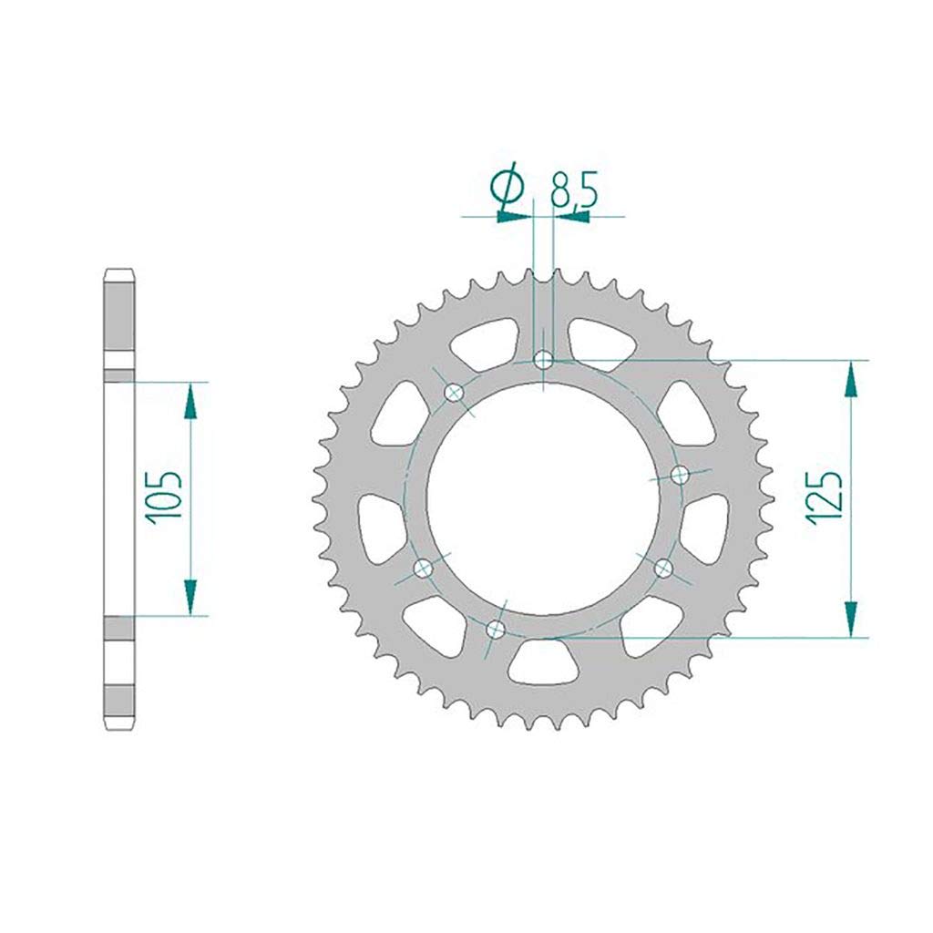 Kettenrad passend für Motorhispania RYZ 50 Enduro 2006-2010, Zähnezahl: 62, Teilung: 420, Material: Stahl