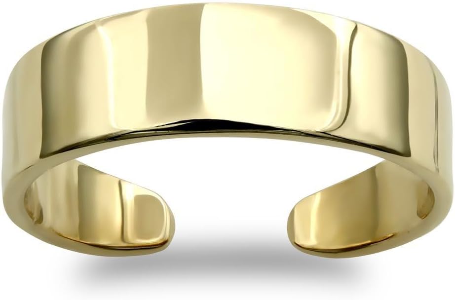 Ladies Solid 9ct Yellow Gold Graduated Flat Band Open Toe Ring