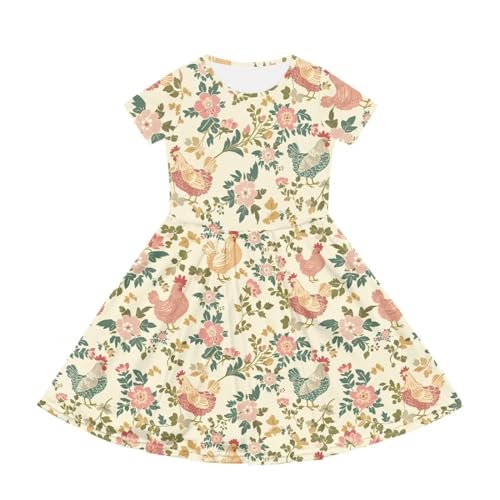 Image of Short Sleeve Dress for Girls with Pockets Cute Toddler Girl Clothes Summer 2-12