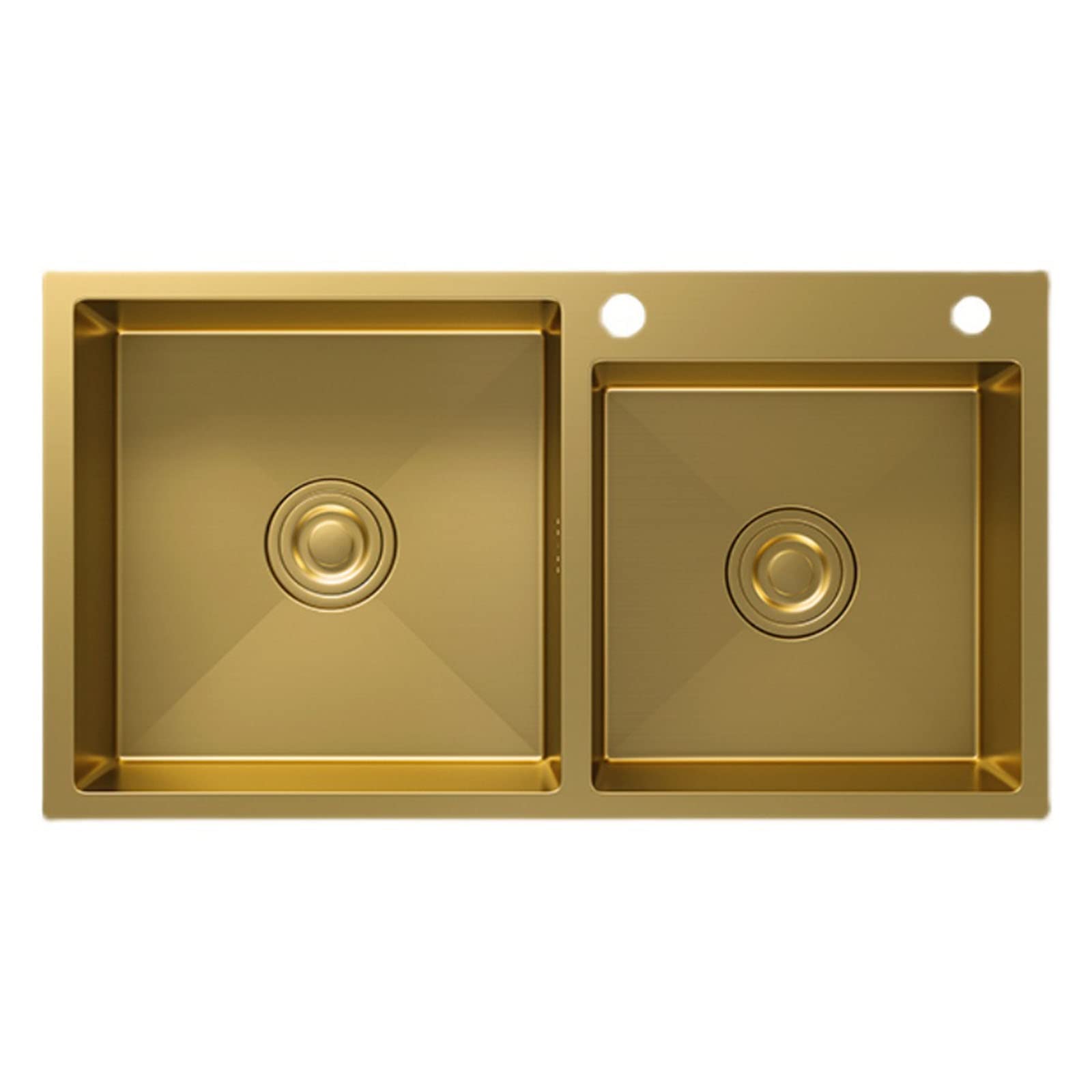WIQUYBML Kitchen Double Sinks Golden Balcony Washbasins Handmade Household 21CM Deep Large Capacity (Color : Gold, Size 78 * 43 21cm)