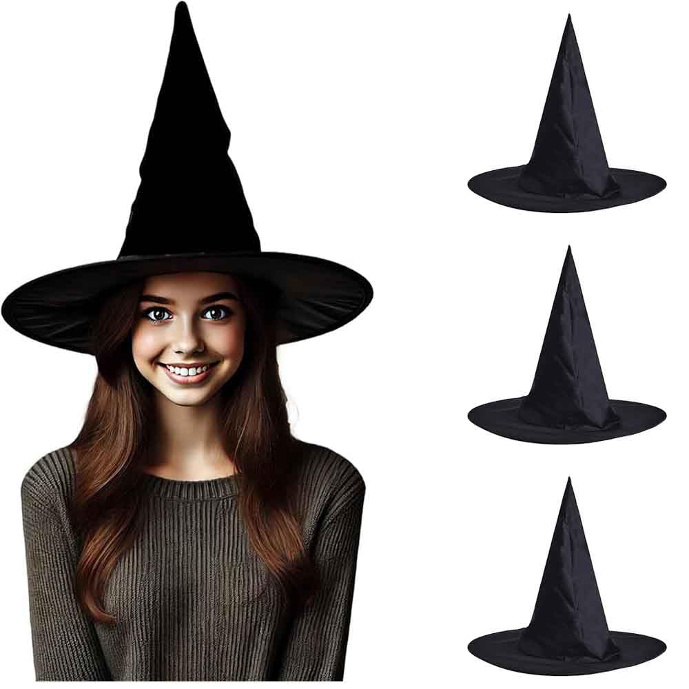 FancyDressWale Black Witch Hat, Conical Shape, Suitable for Halloween Costume one size fits all (Pack of 3) (B0DF53WMW8) Amazon Price History, Amazon Price Tracker
