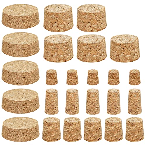 DOERDO 25PCS Tapered Cork Plugs Wine Bottle Cork Stoppers Replacement Corks for Bar Home Restaurant, 5 Sizes