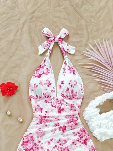 Image of BEAUDRM Women's Summer Mini Dress Backless Vacation Beach Sundresses Boho Going Out Dress Date Night Brunch Outfit