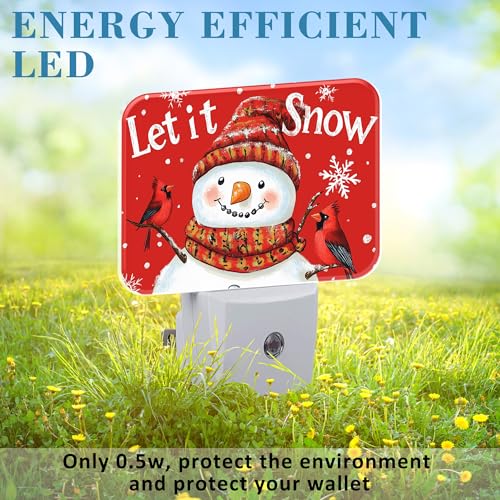 Image of Christmas Snowman Night Light for Kids, Let is Snow LED Night Light Plug into Wall with Dusk to Dawn Sensor for Girls Boys Women Men Room, Hallway, Kitchen, Bathroom, Stairs Decor