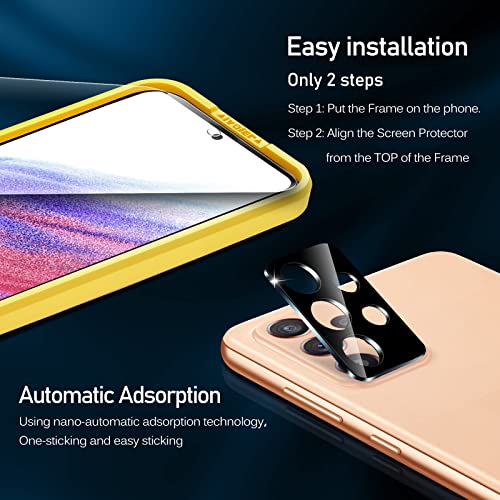 ivoler 4 Piezas Protector de Pantalla Compatible con Samsung Galaxy A53 5G con [2 Piezas] Protector de Lente de Cámara y Marco de Instalación Fácil, Cristal Vidrio Templado Premium - imagen 7