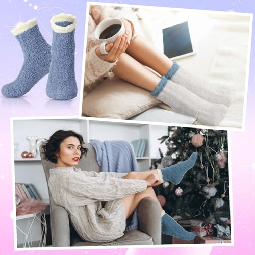 Handepo 100 Pairs Women Fuzzy Socks Bulk Winter Warm Soft Cozy Fluffy Microfiber Socks Sleeping Christmas Gifts2