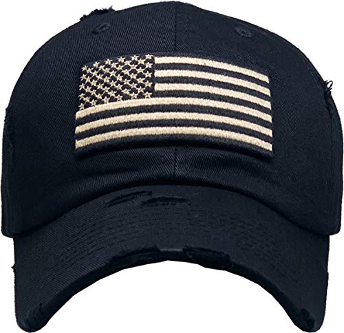 Image of KBVT-228 BLK Tactical Operator with USA Flag Patch US Army Military Baseball Cap Adjustable