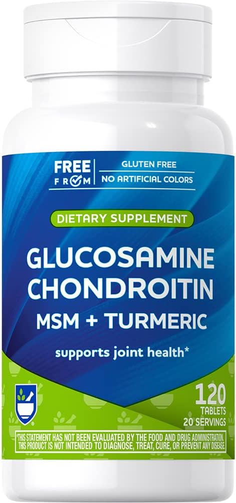 Rite Aid Gluco Chon MSM + Turmeric Tablets 120 Count, with Collegen, Supports Healthy Cartilage, Protects Joints and Bones, Antioxidant Formula