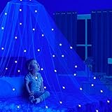 Stars Glow in the Dark Kids Bed Canopy Baby Crib Play Tent Fairy Light Stars Large Mosquito Net