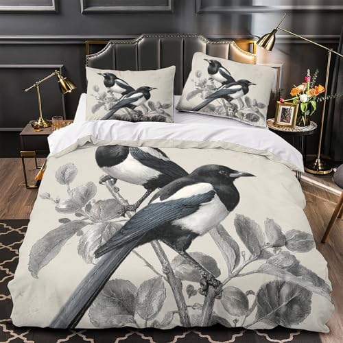 Housse de couette anti-allergique en microfibre motif oiseaux