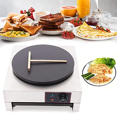 Jrcfnss Crepe Maker eléctrico de 16 Pulgadas, máquina de Crepe Antiadherente Comercial con Temperatura Ajustable, Fabricante de panqueques para Tortillas, panqueques, Huevos, Tocino