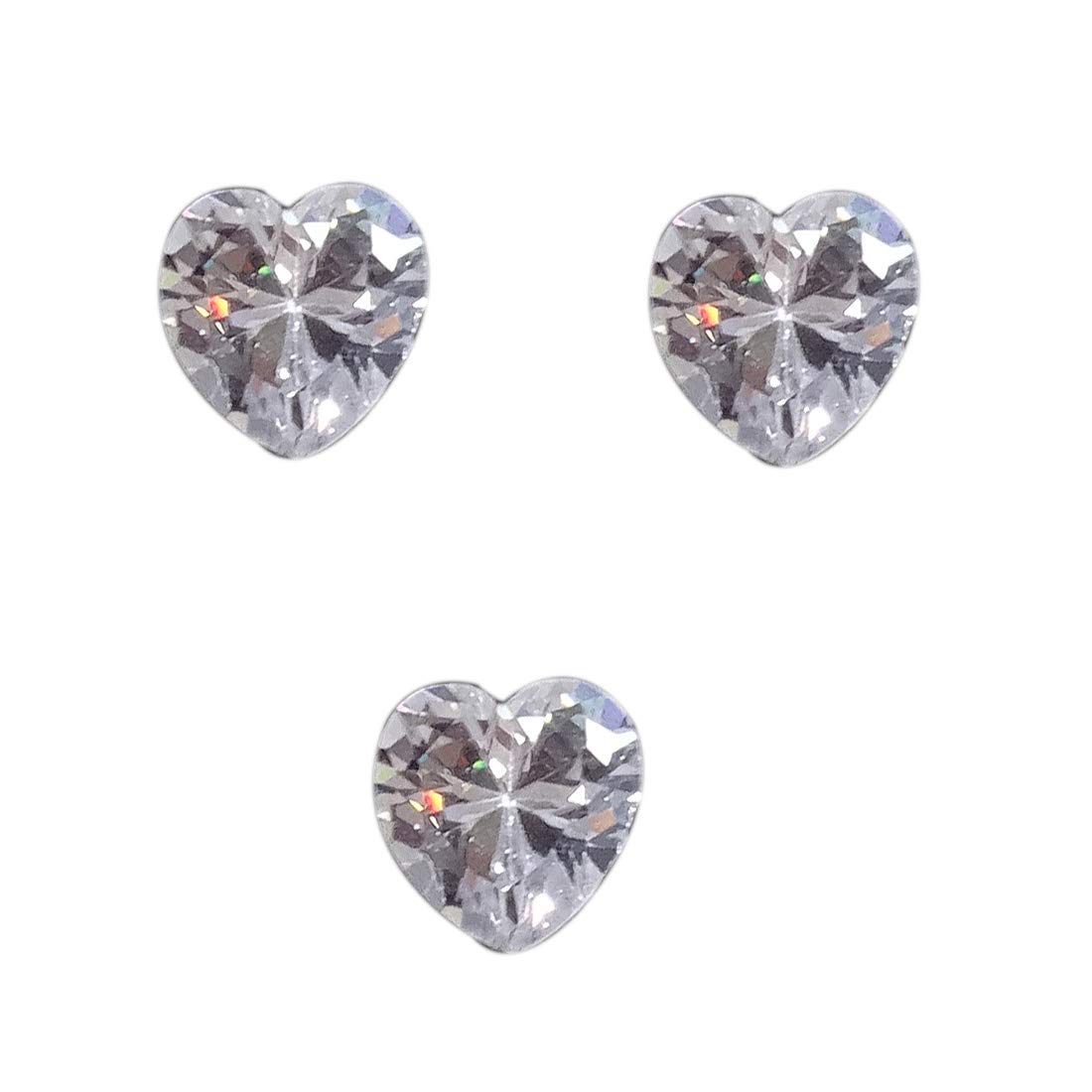 3 Pcs ~ 8 MM Size Heart Shape Cut White Zircon/Cubic Zirconia Stones Quality A+ Zircon for DIY Nail Jewelry ~ 3 Pcs-image-38