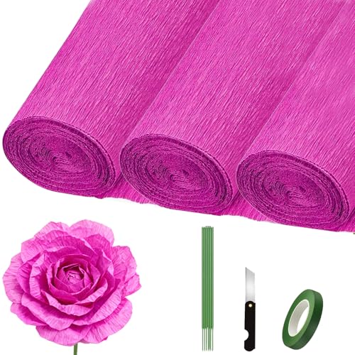 Papier crépon rose pour fabriquer des fleurs géantes et guirlandes d'anniversaire