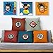 JWEK Federa 5 Set di Anime Dragon Ball Wukong Set di Cuscini per la Stampa Federa di Lino Beige 45 * 45 cm Quadrato Federa Divano Decorazione della casa Federa