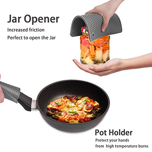 Image of Walfos Silicone Trivet Mats - 4 Heat Resistant Pot Holders, Multipurpose Non-Slip Hot Pads for Kitchen Potholders, Hot Dishers, Jar Opener, Spoon Holder, Food Grade Silicone & BPA Free (Square)