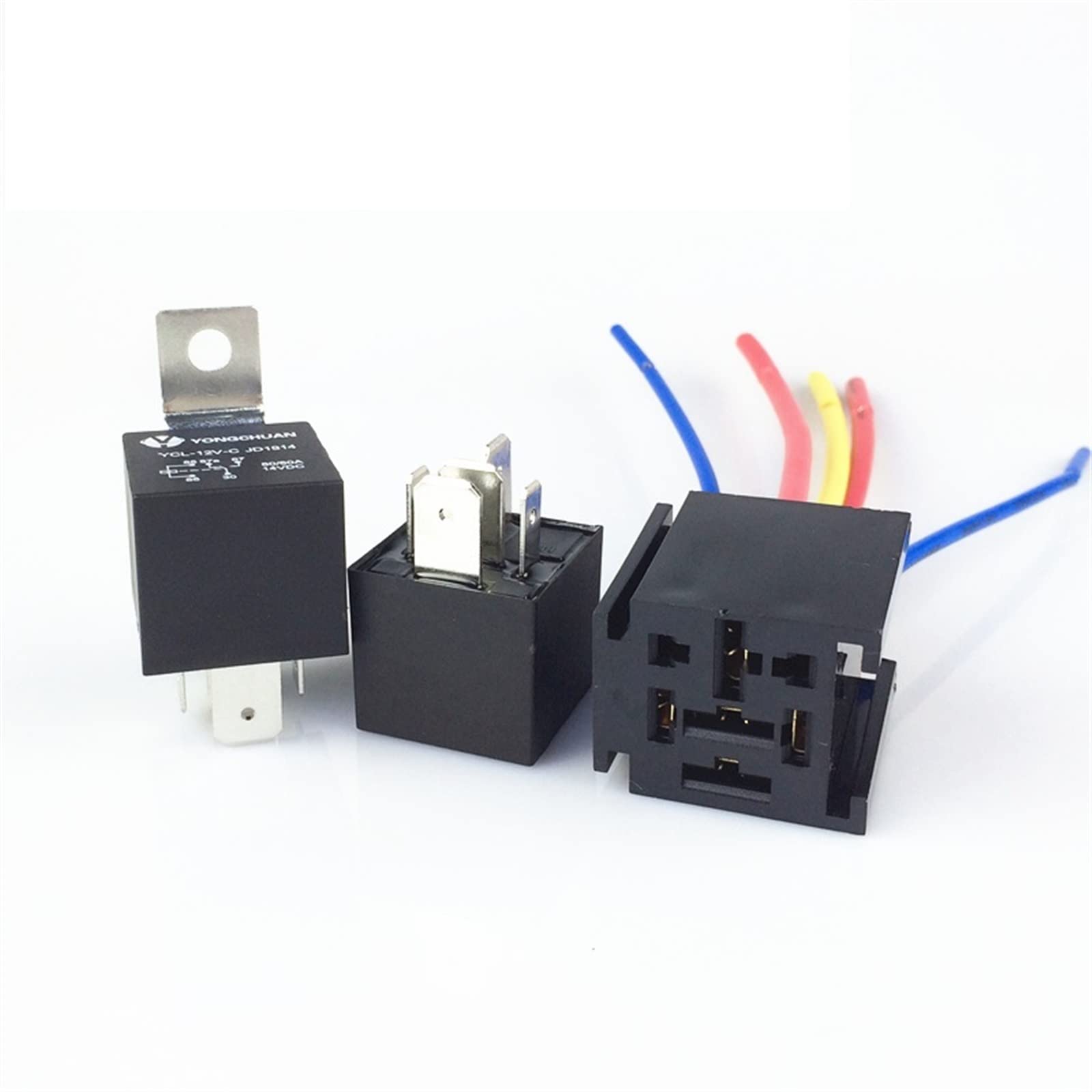 1 Uds relé + enchufes de relé con Cable de 11AWG 4 Pines 5 Pines JD1914 DC 12V/24V 80A Controlador de iluminación de Coche(24V 80A 5pin)