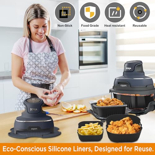 Image of Sicheer Silicone liner(2pcs) and silicone heat-resistant mat compatible with Ninja Crispi Air Fryer, Accessories for Ninja Crispi Air Fryer