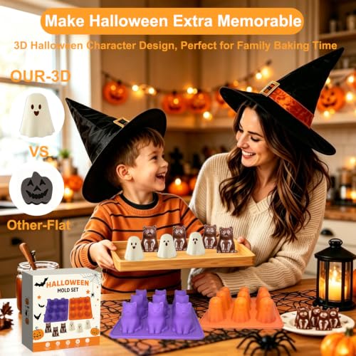 3D Halloween Ghost Silicone Molds 2 Pack, 9 Cavity Chocolate Candy Molds - image 2