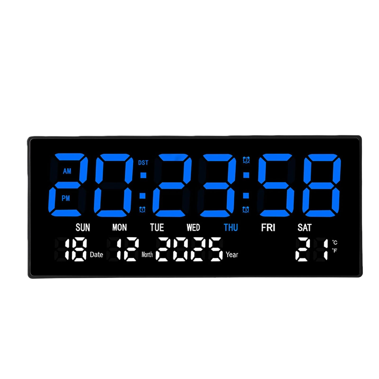 AUNMAS Orologio Digitale da Parete, Silenzioso, da Tavolo, con Ampio Display a LED e Calendario Perpetuo, Ideale per Casa, Ufficio e scuola.