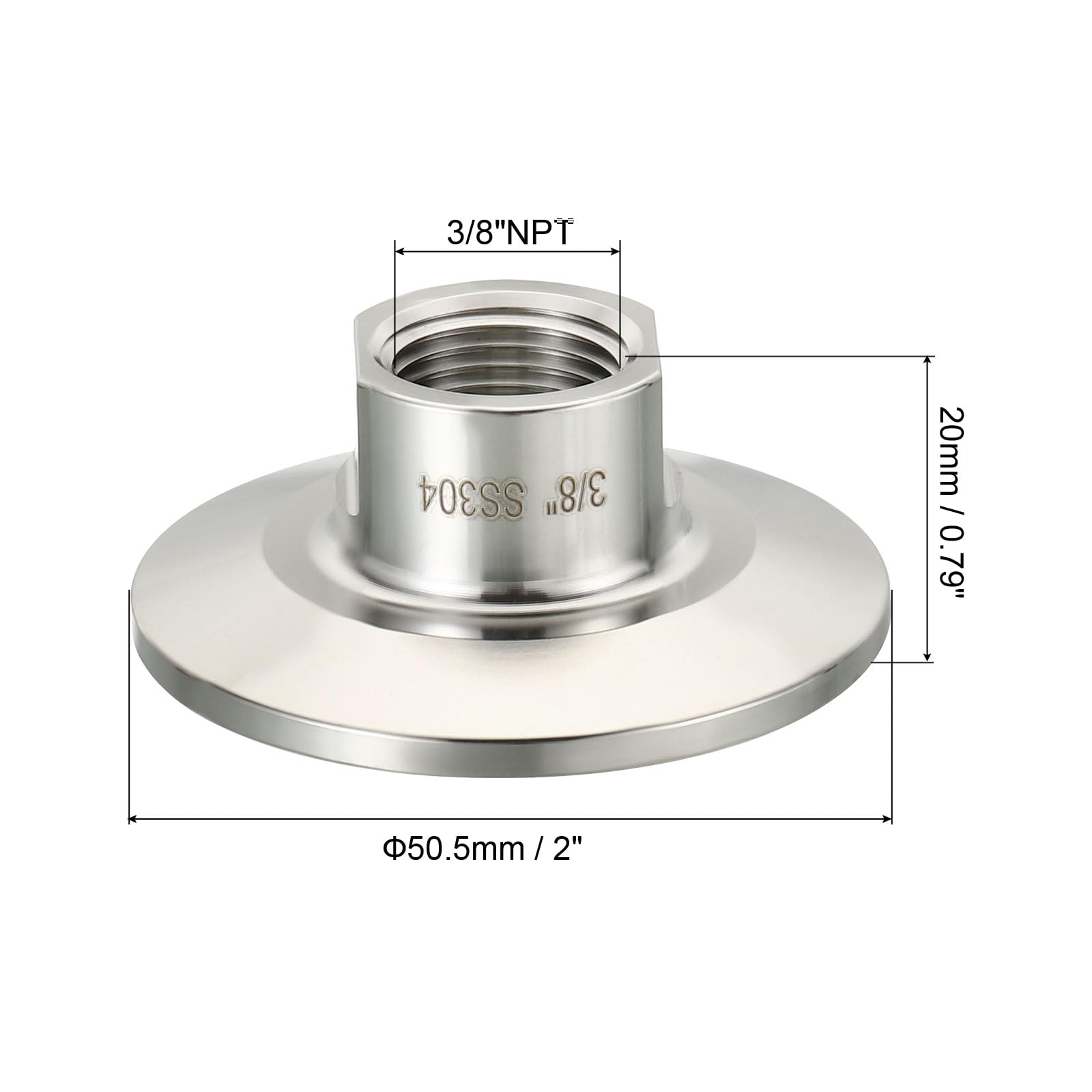 PATIKIL Adapter 1,5 cala TC Tri Clamp, złączki Tri-Clover do NPT 3/8" adapter z gwintem żeńskim 304 stal nierdzewna 304 do zastosowań mlecznych