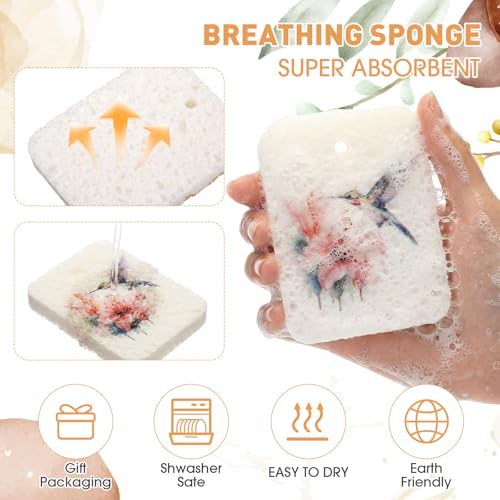 Image of Maxdot 50 Counts Compressed Cellulose Sponges Bulk Fruits Style Natural Kitchen Compostable Non Scratch Dish Sponges for Washing Dishes, Cleaning Countertop Sink, Kids DIY