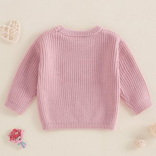 Girl Sweater Long Sleeve Crew Neck Letters Heart Winter Warm Knit Pullover Sweater Valentine’s Day Clothes4