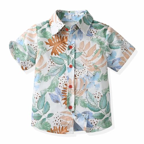 Hawaiia𝐧 Shirts for Toddler Boys,Boys Short Sleeve Hawaiia𝐧 Shirt Button Down,Summer Beach Shirts for Kids