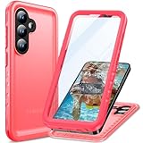 Cozycase 対応 Samsung Galaxy S25 防水ケース - 海 防塵 完全防水 お風呂 2M 耐衝撃 360 両面 全面 米軍MIL規格 カメラ保護 ストラップ付き S25 用 ケース- 薄型 水中撮影 QI充電 人気 用 対応 Samsung ギャラクシーS25 ケース「3眼レフ-6.2インチ-粉」