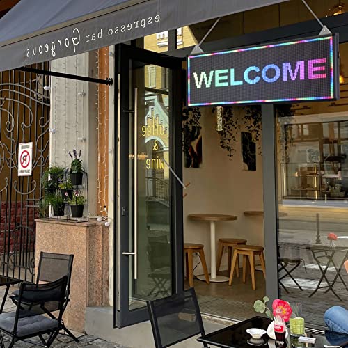 QNK P5 Indoor LED Sign Full Color, Programmable 40x15 Inch Electronic Scrolling LED Sign Digital Display for Message Advertisement Dispaly Custom Text Image Indoor RGB WiFi USB