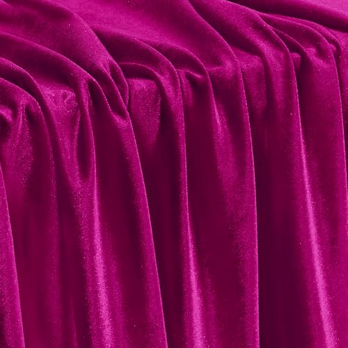 KKJIAF 1 Yard Hot Pink Stretch Velvet Fabric 60" Wide for DIY Crafts