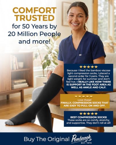 Image of Pembrook Bamboo Viscose Light Compression Socks - 3 Pairs | 8-15 mmhg Compression Socks | Knee High Comfort Support Socks