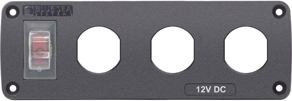 Blue Sea Systems 4367 Water-Resistant Accessory Panel - 15A Circuit Breaker, 3x Blank Apertures
