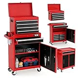 TUFFIOM 5-Drawer Rolling Tool Chest, Tool Storage Cabinet w/Drawers, Lockable Wheels, Detachable Top & Adjustable Shelf, Mechanic Tool Organizer Box for Garage, Workshop, Warehouse & Repair Shop