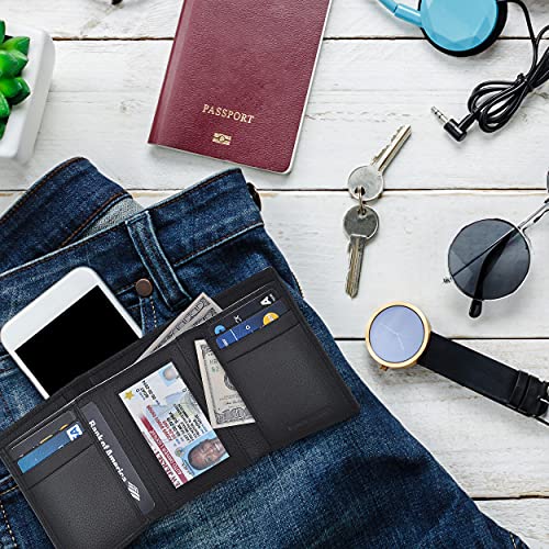 Estalon Real Leather Wallet For Men - Rfid Slim Trifold Wallets Front Pocket Credit Card Holder Tri Fold Id Window Christmas Gift #TOP6