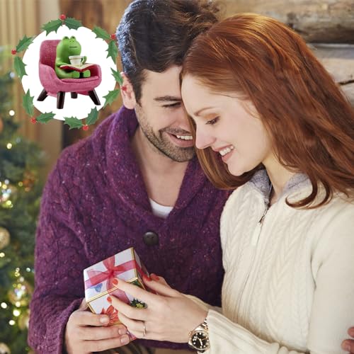 Miniature Frog Figurines – Funny Frog Sculpture for Shelf, Desk Decoration – Frog Desk Accessories – Perfect Cute Frog Gift for Frog Lovers(Pink Sofa)