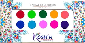 KOSHIN Multi Color Round Shape Size Diameter 1.7 cm Forehead Bindi For Women Ladies (Multi color Bindi) Pack 3